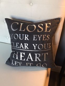 Throw Pillow Dark Grey With silver Letters