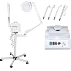 White 3 in 1 Aromatherapy Facial Steamer, High Frequency, & 5X Magnifying Lamp