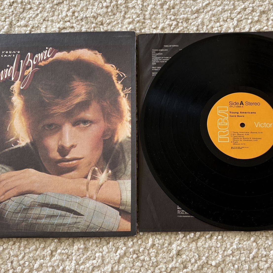 David Bowie “Young Americans” Vinyl Lp 1975 RCA Victor Records Original ...
