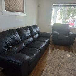Black Leather Recliner Couch And Chair