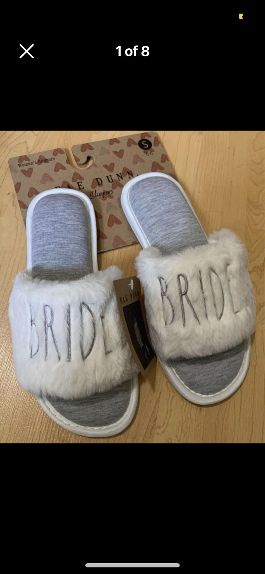 Bridal Slippers Rae Dunn NEW Fluffy Bride Wedding Day Size 5/6