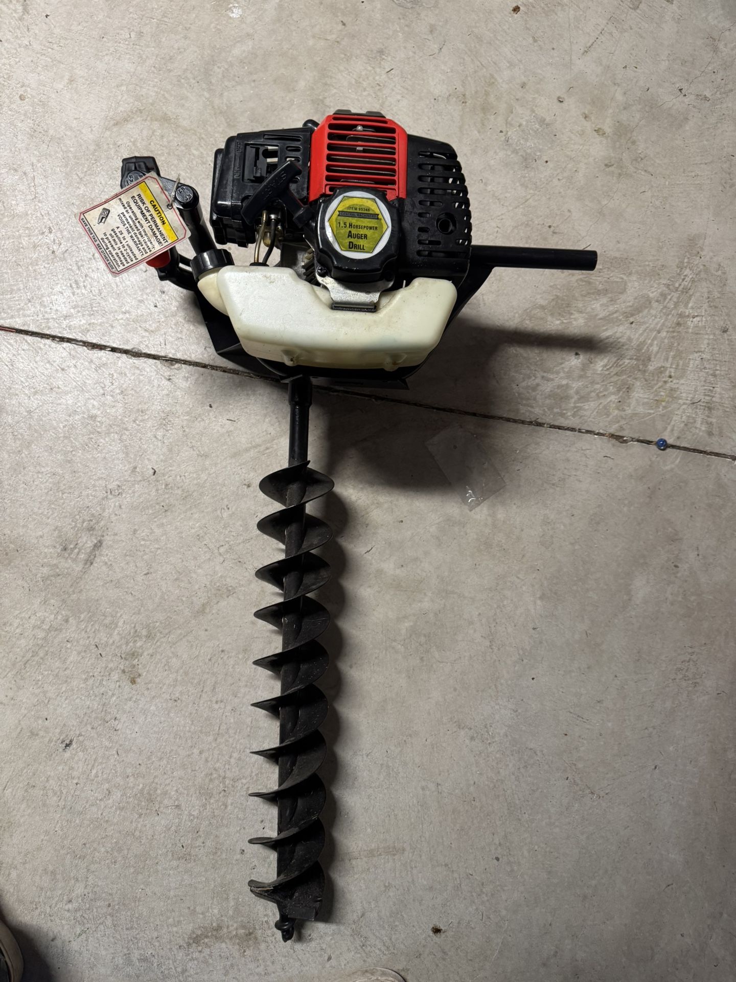 1.5 HP Gasoline Auger Drill with Double Gear Reduction; Comes with 4" diameter x 30" long auger bit