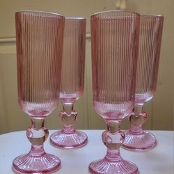 Pink Glass Champagne Flutes