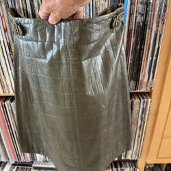 PRICE DROP:SOFT, CROC-EMBOSSED, lined, LAMBSKIN LEATHER A-Line Skirt by WORTH,10