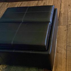 Leather Storage/Serving Tray/Ottoman
