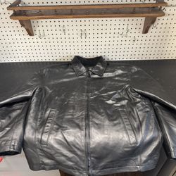 Cambridge Classics Men's Black Leather Zip Jacket L Zipper Pockets Lined