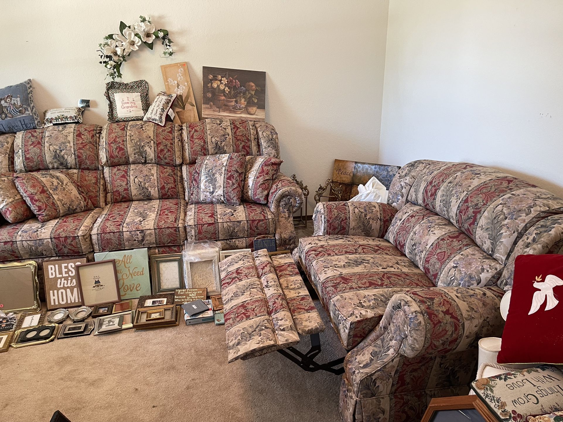 Lane Furniture Skirted Recliner Sofa & Chair