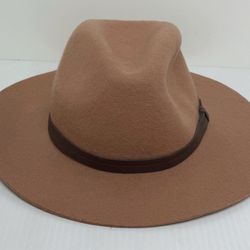Urban Outfitters Ecote Fedora Hat 100% Wool Felted Tan Brown Belt One Size