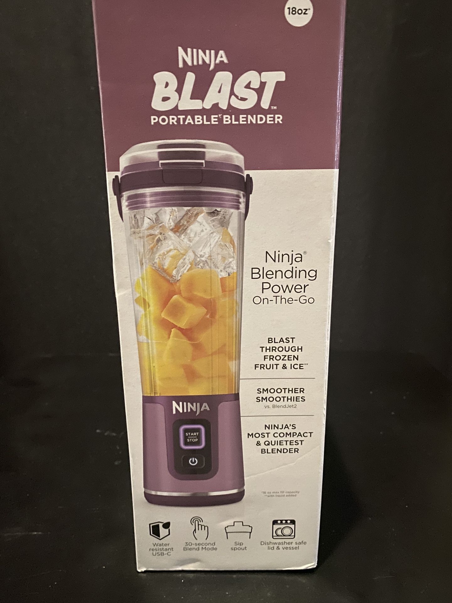 Ninja Blast 18 oz Portable Blender Passion Fruit BC151PR: Cordless Personal Smoothie Blender, Stainless Steel Blades
