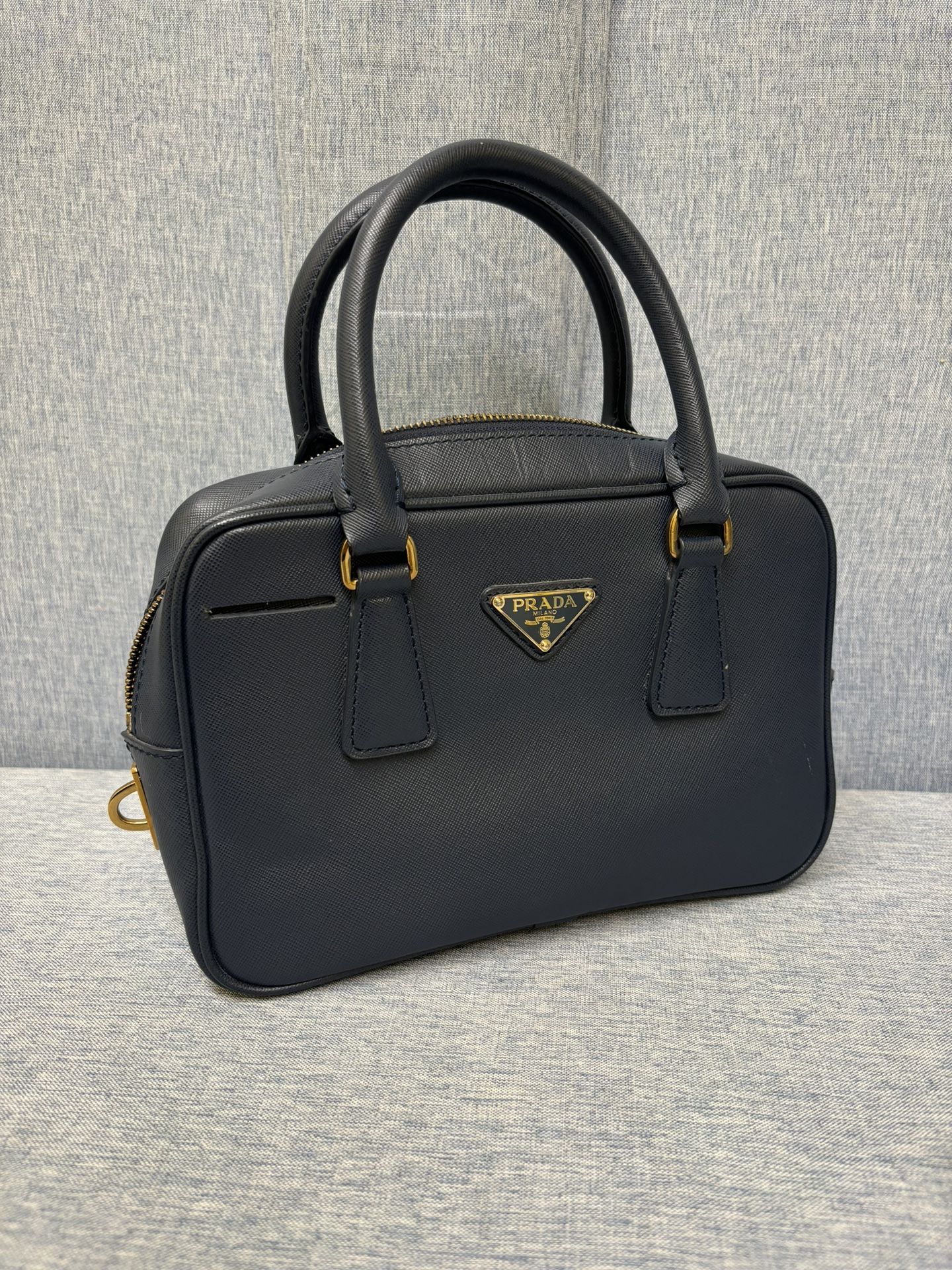 PRADA BLUE SAFFIANO PROMENADE MEDIUM BAG