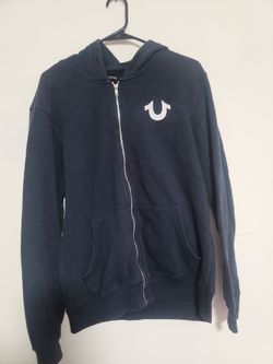 True Religion Men's Zip-Front Hoodie with a signature Horseshoe logo