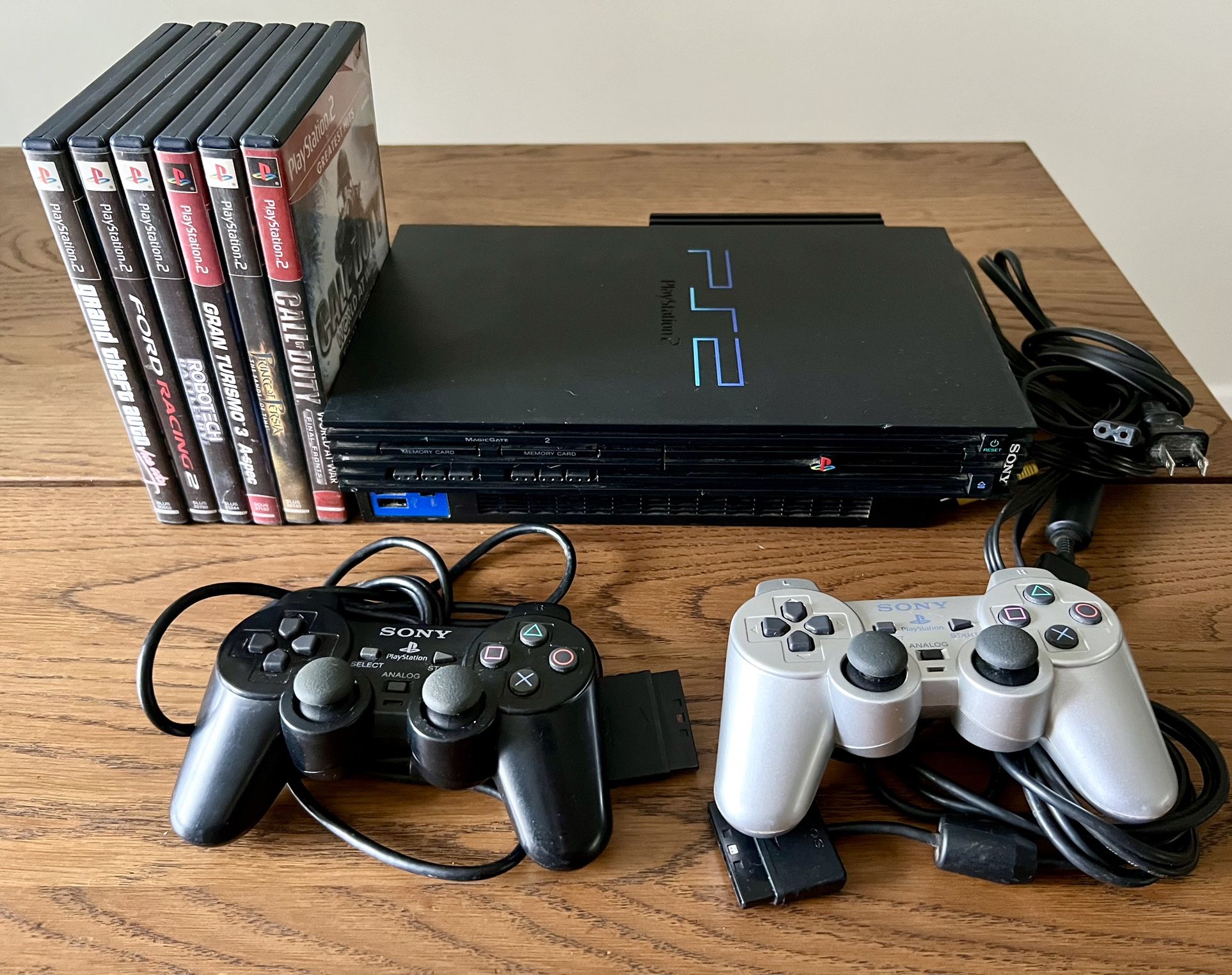 Sony PlayStation 2 PS2 Fat Console Black System Bundle - Tested