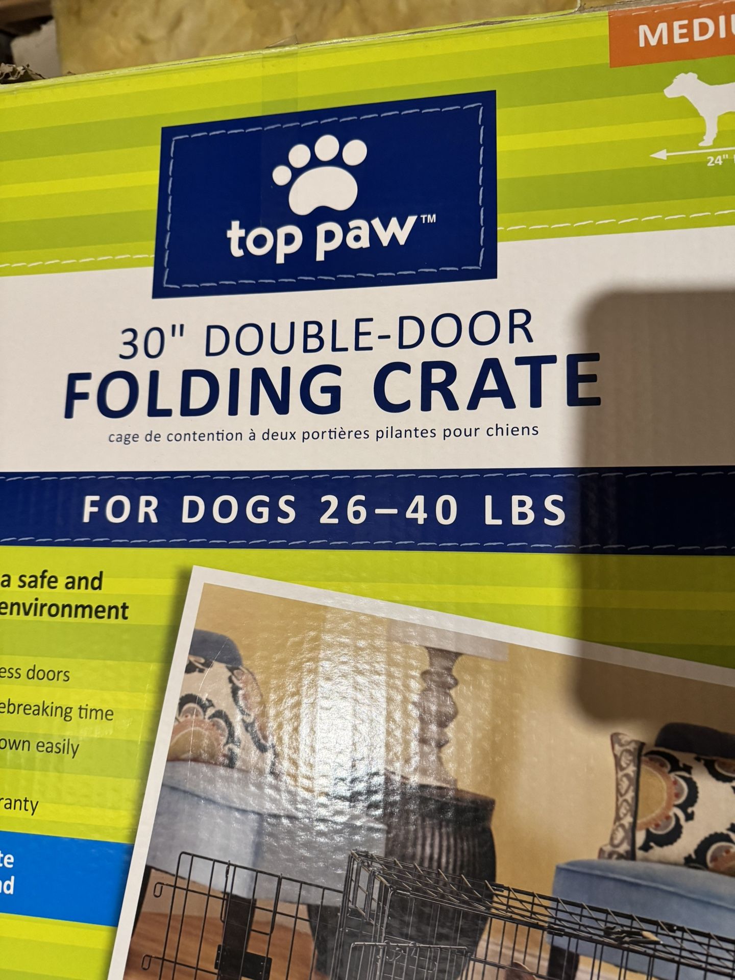 Top Paw Medium Black Pet Crate With Double Doors