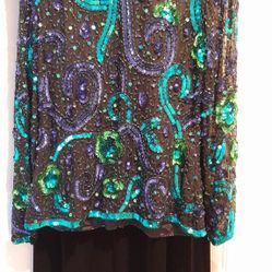 Black. Sequined Top/Long Black Velvet Skirt