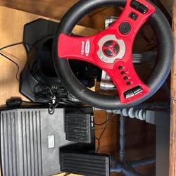 CONCEPT 4 RACING DRIVING WHEEL FOR N64 NINTENDO 64 W/ SHIFTER & PEDALS