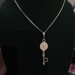 Cadena Con Llave De San Benito Plata 925