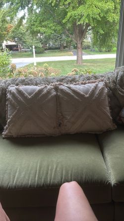 2 pale Pink Pillows W/fringe