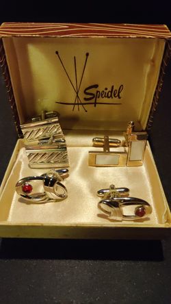 Speidel vintage silver with red accent cuff links