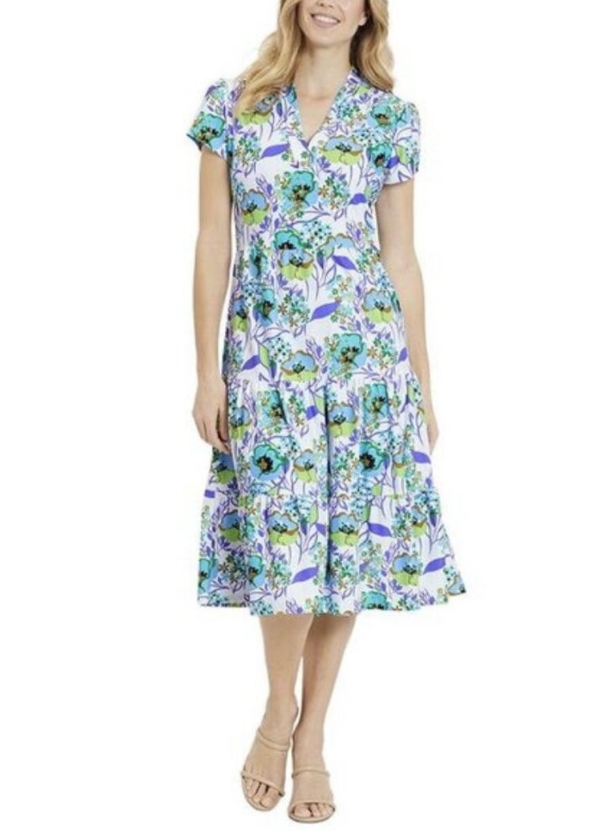 Jude Connally Libby Floral Tiered Midi Dress - Size XL