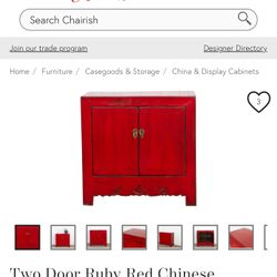 Vintage Red Lacquered Versatile Cabinet