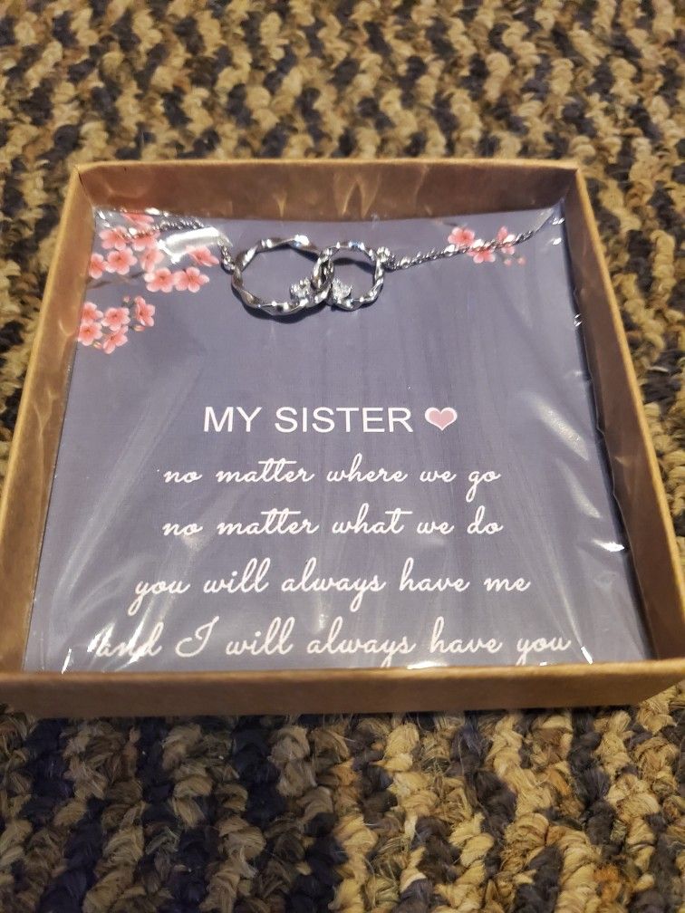 Analysis Love My Sister Pendant Necklace Sterling Silver and Extra Bracelet