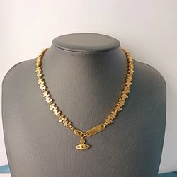 Brand new single-layer golden yellow necklace