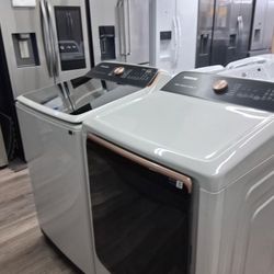 Brand New Samsung 5.5 Cu Ft Top Load Washer & Electric Dryer Set Rose Gold 1 Yr Manufactures Warranty 🔥 