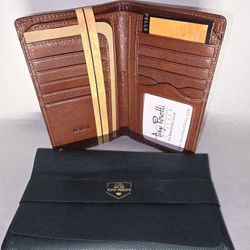 Tony Perotti Mens Long Bifold Checkbook Cover Wallet Multi Card Pocket Holder Italian Leather 