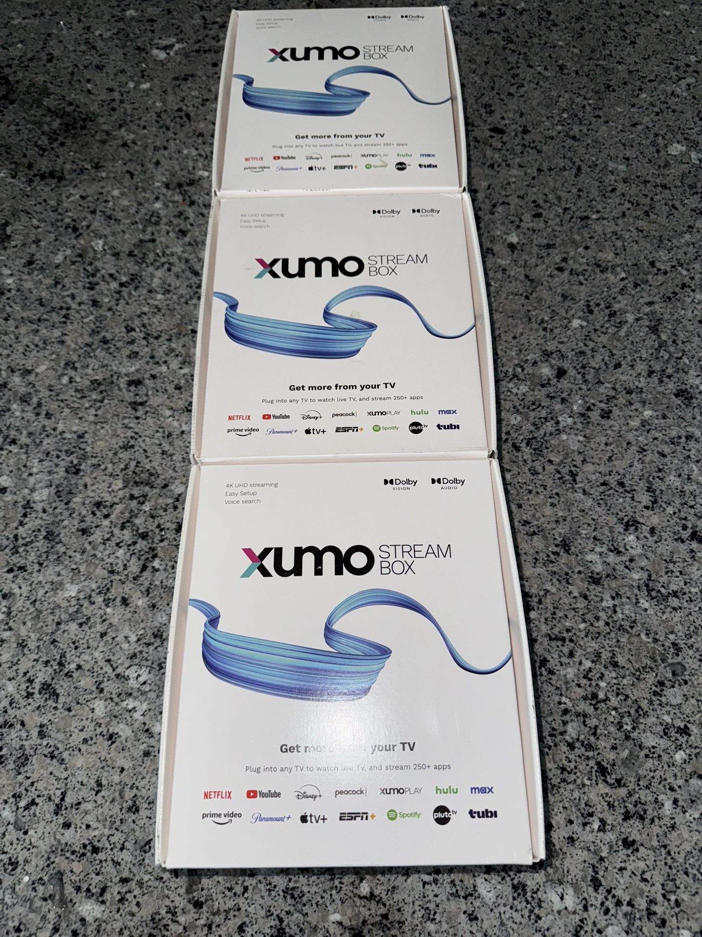 Three Xumo 4k Streaming Boxes!