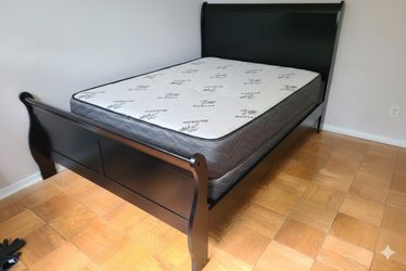 New black queen bed with mattress and boxspring special