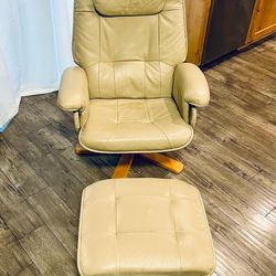 Leather Chair and Ottoman