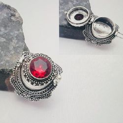 Sterling silver garnet pink red stone size 7 poison ring 