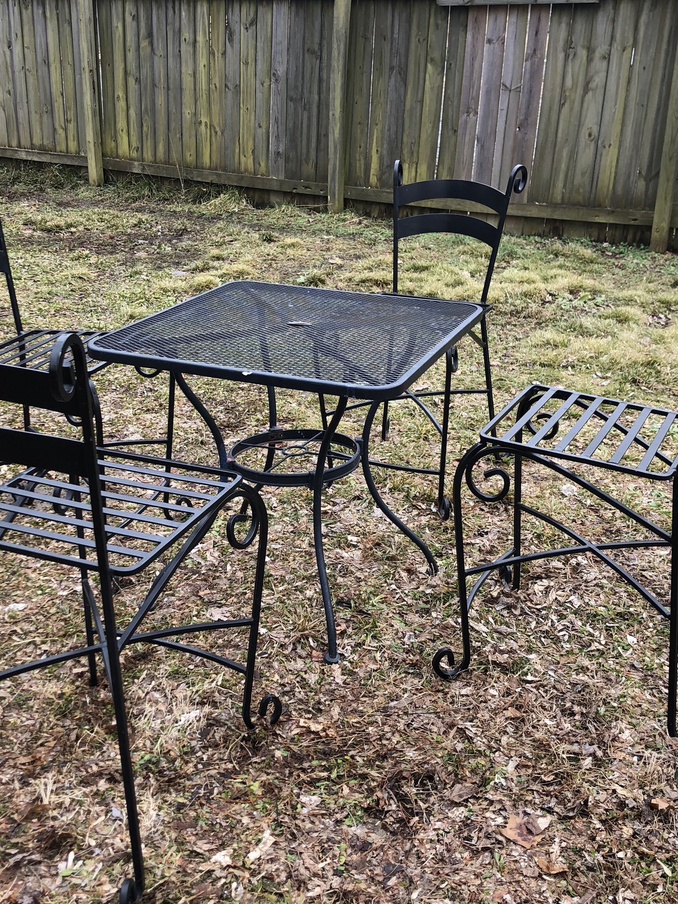 Metal Chairs And Table