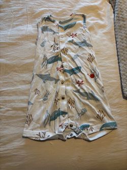 Baby Sleeveless Snap Romper Ocean Print