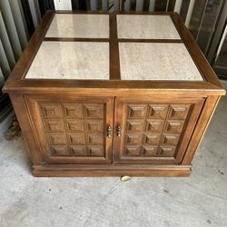 Wooden Marbletop Coffee Table With Storage