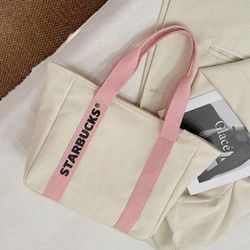 ☆ White ☆ Starbucks Tote Bag Canvas ☆ Cup Mug Tumbler Hot Cold Stanley ☆$20 EACH☆