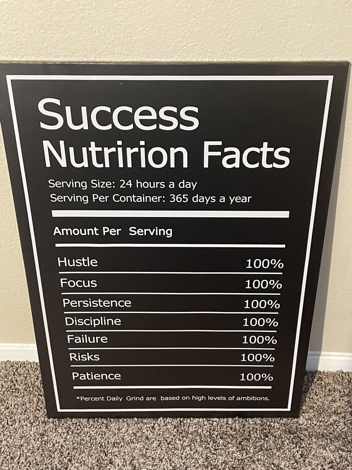 Canvas Success Nutrition Facts