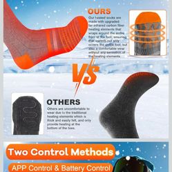 Heated Socks, 8000mAh Rechargeable Thermal Socks with App Control, 360° Electric Heating Socks Women and Men for Skiing