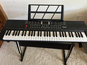 Glarry 61 Keys Keyboard with Piano Stand, Piano Built In Speakers for Beginners