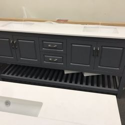 72 Inch Bathroom Vanity With Top In Gray 