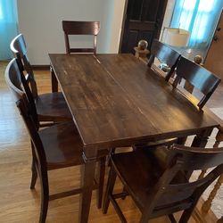 High Top Wood Kitchen Table - Includes Chairs