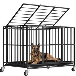 Like new heavy duty dog crate 48” double door