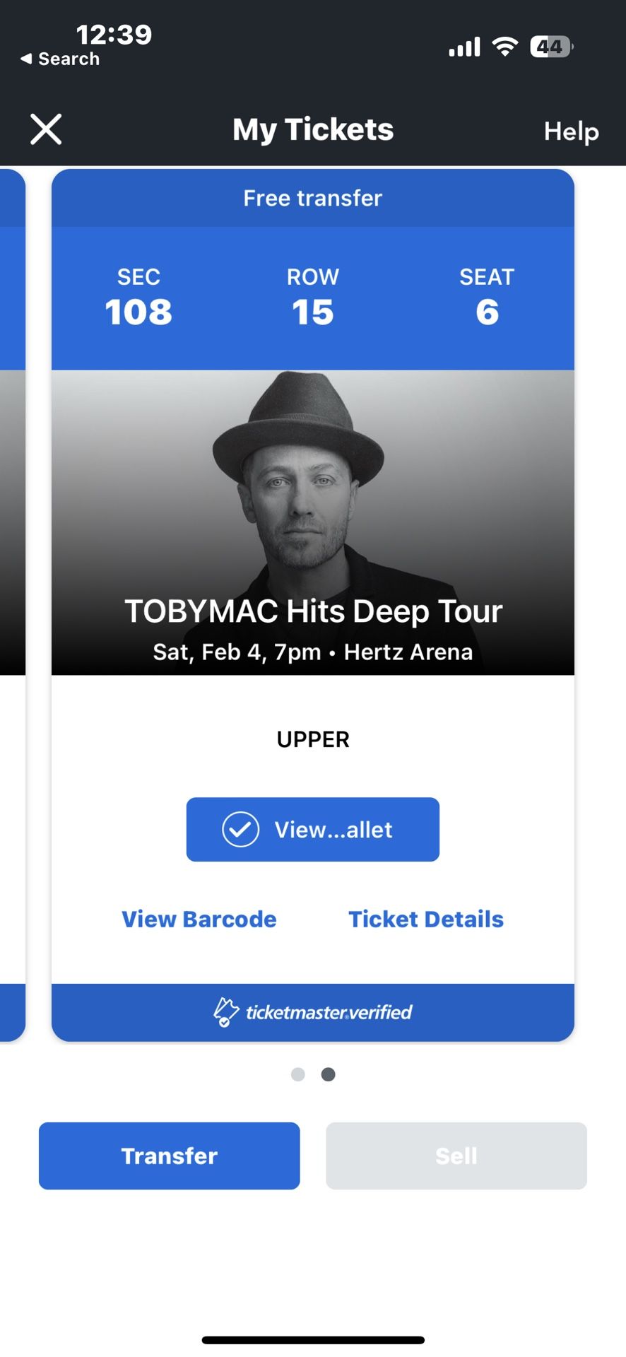 2 TOBYMAC Concert Tickets 