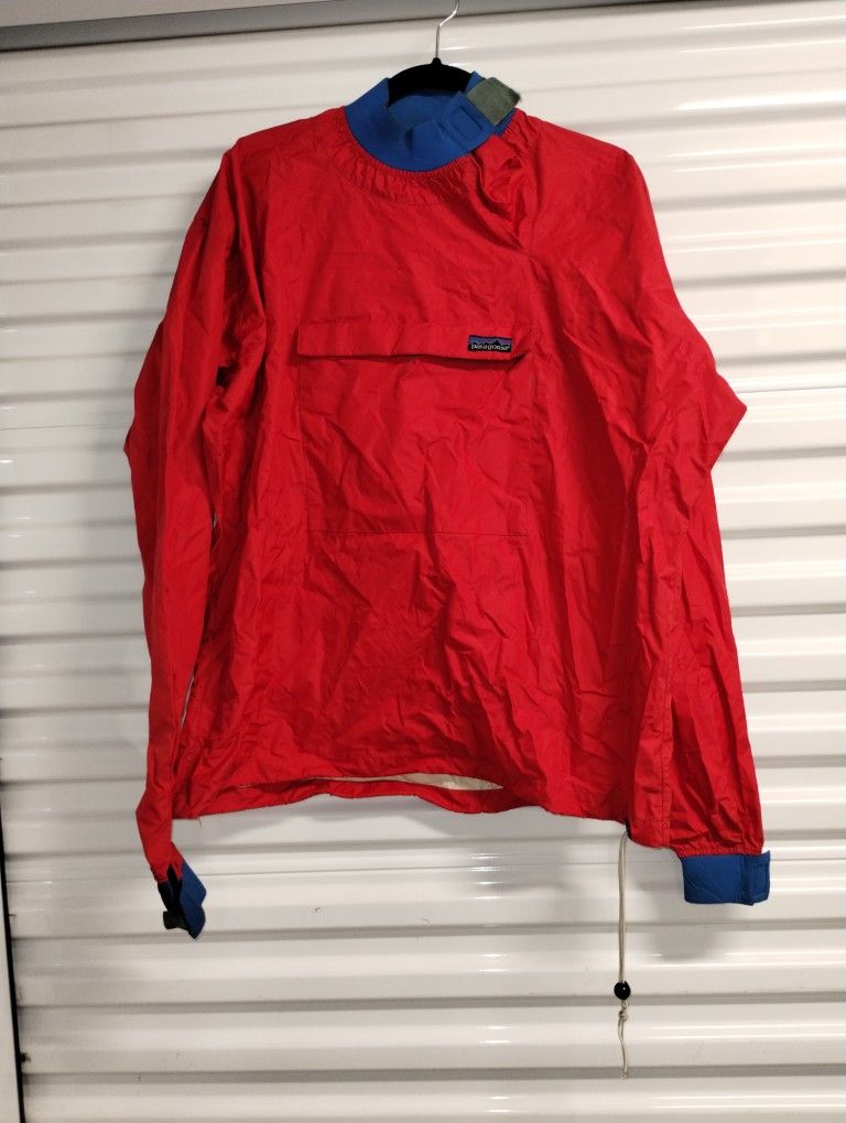 Vtg 80's Patagonia Kayak Water Paddling Nylon Red Pullover Jacket Men's Size XL.