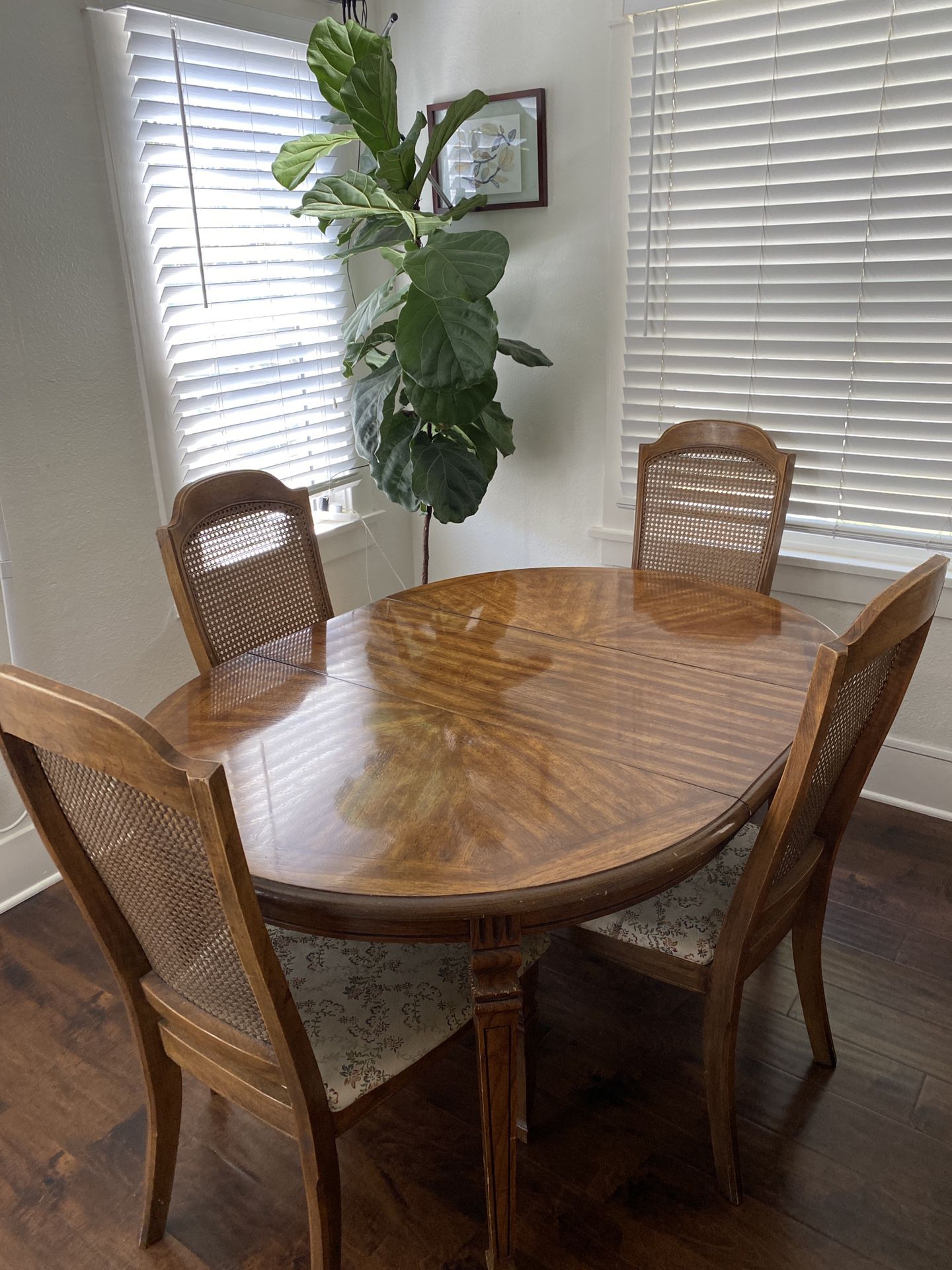 Mid Century Wood Table With Four Chairs  