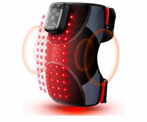 Knee Pro Adjustable Heated Infrared Vibration Brace, One Size, Black/Gray/Red