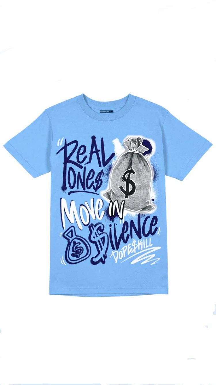 University Blue T-shirt Real Ones Move In Silence Graphic