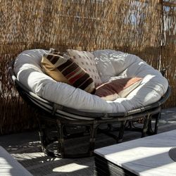 World Market Rattan Double Papasan Chair And Cushion