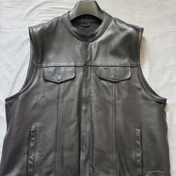 Street Steel Motorcycle Leather Vest 