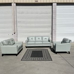 Atmore Abbyson-Piece Top Grain Leather Set – Sofa, Loveseat & Chair  – 🚚 FREE DELIVERY AVAILABLE✅